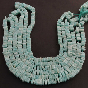 1 Long Strand Amazonite Heishi Smooth Briolettes  -Square Shape  Briolettes  5mm- 16 Inches BR2206