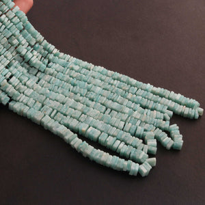 1 Long Strand Amazonite Heishi Smooth Briolettes  -Square Shape  Briolettes  5mm- 16 Inches BR2206