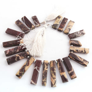 1  Strand  Brown Jespar  Faceted Briolettes - Rectangle Shape Briolettes - 27mmx8mm-36mmx7mm -8.5 Inches BR2206