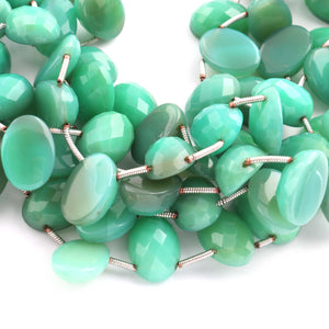 1 Strand Bio Chrysoprase Faceted Briolettes - Oval Shape Beads 14mmx10mm-15mmx10mm 8 Inches BR2211