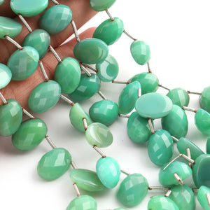 1 Strand Bio Chrysoprase Faceted Briolettes - Oval Shape Beads 14mmx10mm-15mmx10mm 8 Inches BR2211