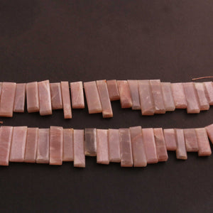 1 Strand Peach Moonstone Smooth Rectangle Briolettes 14mmx7mm -28mmx5mm  8 Inches BR2218