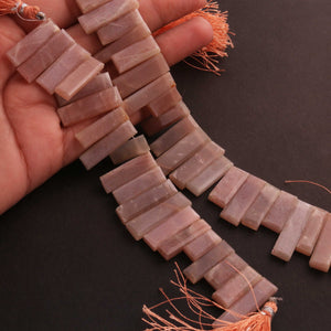 1 Strand Peach Moonstone Smooth Rectangle Briolettes  - Smooth Baguette Briolettes 13mmx7mm -31mmx7mm 10 Inches BR2283