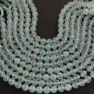 1 Strand Aqua Chalcedony Smooth Rondelles -Gemstone  Beads 7mm - 8 Inches BR2223