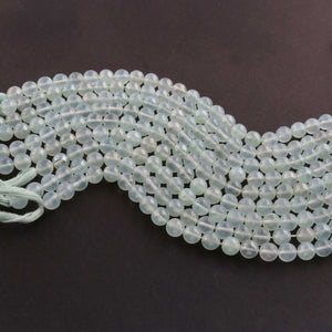 1 Strand Aqua Chalcedony Smooth Rondelles -Gemstone  Beads 7mm - 8 Inches BR2223