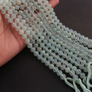 1 Strand Aqua Chalcedony Smooth Rondelles -Gemstone  Beads 7mm - 8 Inches BR2223