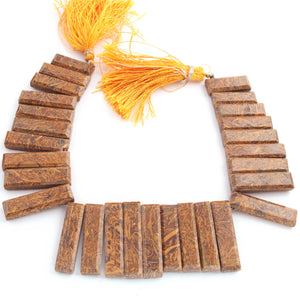 1 Strand Tiger Jasper Smooth Rectangle Briolettes  - Smooth Baguette Briolettes 24mmx9mm -35mmx9mm 10 Inches BR2246