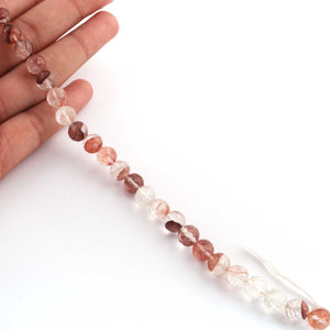 1 Strand Orange Rutile Faceted Round Ball Briolettes - Orange Rutile Briolettes 8mm 14 Inches BR2257