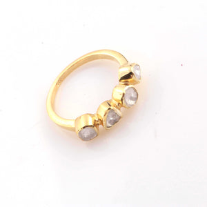 1 Pc Rose Cut Diamond  Yellow Gold Vermeil Ring - Polki Ring - PDC00472 - Tucson Beads