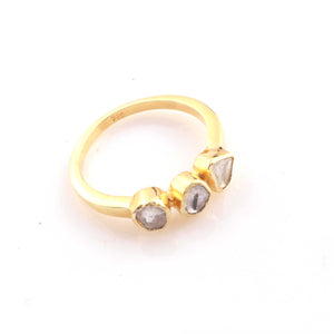 1 Pc Rose Cut Diamond  Yellow Gold Vermeil Ring - Polki Ring - PDC00471 - Tucson Beads