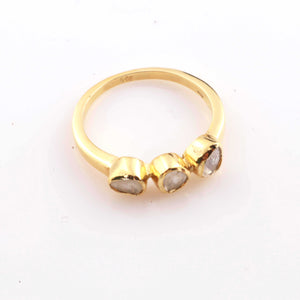 1 Pc Rose Cut Diamond  Yellow Gold Vermeil Ring - Polki Ring - PDC00471 - Tucson Beads