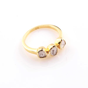 1 Pc Rose Cut Diamond  Yellow Gold Vermeil Ring - Polki Ring - PDC00471 - Tucson Beads