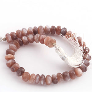 1 Strand Chocolate Moonstone Faceted Rondelles - 8mmx6mm- 9 Inches BR2277