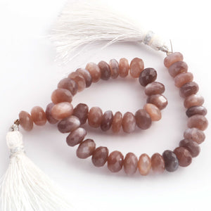 1 Strand Chocolate Moonstone Faceted Rondelles - 8mmx6mm- 9 Inches BR2277