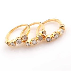 1 Pc Rose Cut Diamond  Yellow Gold Vermeil Ring - Polki Ring - PDC00472 - Tucson Beads