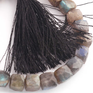 1 Strand Labradorite Faceted Cube Beads Briolettes -  Labradorite Box Shape Beads 9mmx8mm-6mmx7mm  7 Inches BR2276