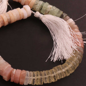 1  Long Strand Mix Stone Faceted Heishi Rondelles Beads  - Wheel ,Tyre Shape Rondelles Beads - 7mm-10mm -18 Inches BR2279