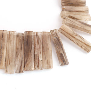 1 Strand Golden Rutile smooth Rectangle Briolettes  - Smooth Baguette Briolettes 15mmx7mm -48mmx7mm 9 Inches BR2282