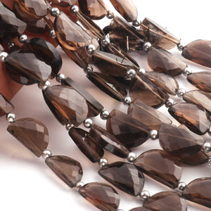 1 Strand Smoky Quartz Faceted  "D"Shape Briolettes  -Semi Precious  Briolettes Beads 15mm-x16mm -18mmx12mm -8.5 Inches BR02166