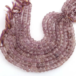 1 Strand Ametrine Faceted Cubes Shape Briolettes  -Semi Precious  Briolettes Beads 6mm-9mm -8.5 Inches BR02167