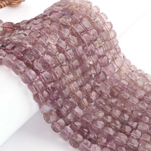 1 Strand Ametrine Faceted Cubes Shape Briolettes  -Semi Precious  Briolettes Beads 6mm-9mm -8.5 Inches BR02167