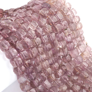 1 Strand Ametrine Faceted Cubes Shape Briolettes  -Semi Precious  Briolettes Beads 6mm-9mm -8.5 Inches BR02167