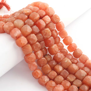 1 Strand Red Aventurine  Faceted  Cubes Shape Briolettes  -Semi Precious  Briolettes Beads 7mm-12mm -8 Inches BR02176