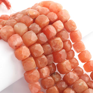 1 Strand Red Aventurine  Faceted  Cubes Shape Briolettes  -Semi Precious  Briolettes Beads 7mm-12mm -8 Inches BR02176