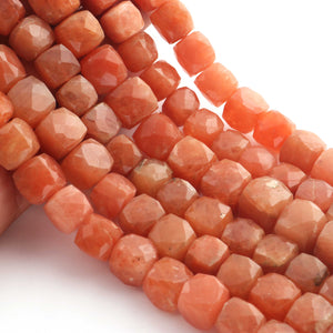 1 Strand Red Aventurine  Faceted  Cubes Shape Briolettes  -Semi Precious  Briolettes Beads 7mm-12mm -8 Inches BR02176