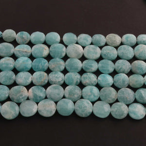 1 Strand Amazonite Faceted Coin Shape Briolettes  -Semi Precious  Briolettes Beads 11mm-16mm -7.5 Inches BR02162