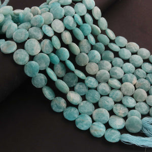 1 Strand Amazonite Faceted Coin Shape Briolettes  -Semi Precious  Briolettes Beads 11mm-16mm -7.5 Inches BR02162