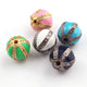 1 Pc Pave Diamond Multi Color Bakelite Round Balls Beads - Diamond Enamel Bead- 11mm PDC00475 - Tucson Beads