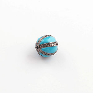 1 Pc Pave Diamond Multi Color Bakelite Round Balls Beads - Diamond Enamel Bead- 11mm PDC00475 - Tucson Beads