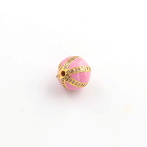 1 Pc Pave Diamond Multi Color Bakelite Round Balls Beads - Diamond Enamel Bead- 11mm PDC00475 - Tucson Beads