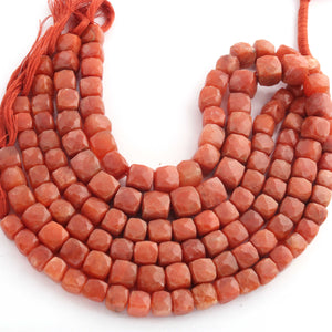 1 Strand Red Aventurine  Faceted  Cubes Shape Briolettes  -Semi Precious  Briolettes Beads 8mm-11mm -8 Inches BR02182