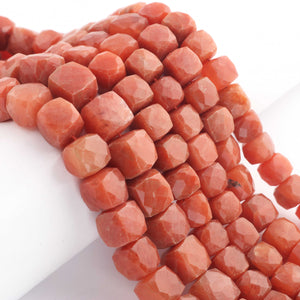 1 Strand Red Aventurine  Faceted  Cubes Shape Briolettes  -Semi Precious  Briolettes Beads 8mm-11mm -8 Inches BR02182