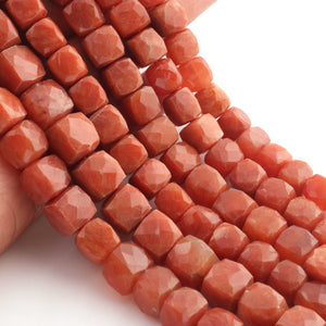 1 Strand Red Aventurine  Faceted  Cubes Shape Briolettes  -Semi Precious  Briolettes Beads 8mm-11mm -8 Inches BR02182