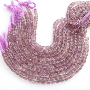 1 Strand Pink Amethyst Faceted  Cubes Shape Briolettes  -Semi Precious  Briolettes Beads 6mm-9mm -9 Inches BR02181