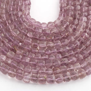 1 Strand Pink Amethyst Faceted  Cubes Shape Briolettes  -Semi Precious  Briolettes Beads 6mm-9mm -9 Inches BR02181