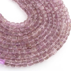 1 Strand Pink Amethyst Faceted  Cubes Shape Briolettes  -Semi Precious  Briolettes Beads 6mm-9mm -9 Inches BR02181