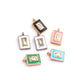 1 Pc Rose Cut Diamond Multi Color Bakelite Rectangle Shape 925 Sterling Silver, Rose & Yellow Gold Vermeil Pendant - Enamel Charm Pendant 11mmx7mm  PDC00472 - Tucson Beads