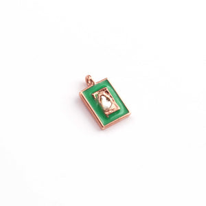 1 Pc Rose Cut Diamond Multi Color Bakelite Rectangle Shape 925 Sterling Silver, Rose & Yellow Gold Vermeil Pendant - Enamel Charm Pendant 11mmx7mm  PDC00472 - Tucson Beads