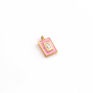 1 Pc Rose Cut Diamond Multi Color Bakelite Rectangle Shape 925 Sterling Silver, Rose & Yellow Gold Vermeil Pendant - Enamel Charm Pendant 11mmx7mm  PDC00472 - Tucson Beads