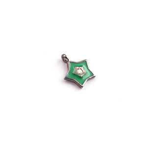 1 Pc Rose Cut Diamond Multi Color Bakelite Star Shape 925 Sterling Silver, Rose & Yellow Gold Vermeil Pendant - Enamel Charm Pendant 11mmx9mm  PDC00483 - Tucson Beads