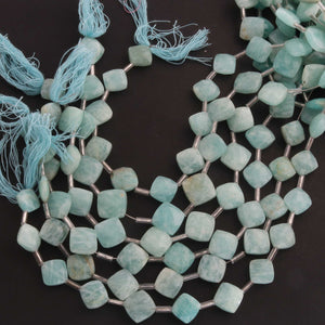 1 Strand Amazonite Faceted Cushion Shape Briolettes  -Semi Precious  Briolettes Beads 11 mm-15mm -9 Inches BR01763