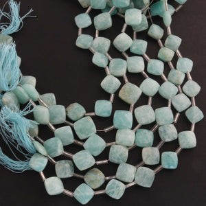 1 Strand Amazonite Faceted Cushion Shape Briolettes  -Semi Precious  Briolettes Beads 11 mm-15mm -9 Inches BR01763