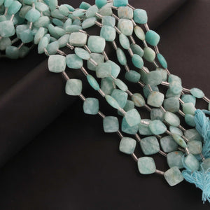 1 Strand Amazonite Faceted Cushion Shape Briolettes  -Semi Precious  Briolettes Beads 11 mm-15mm -9 Inches BR01763