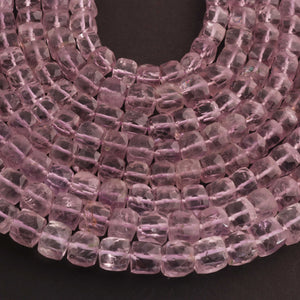 1 Strand Pink Amethyst Faceted  Cubes Shape Briolettes  -Semi Precious  Briolettes Beads 6mm-9mm -8.5 Inches BR01768