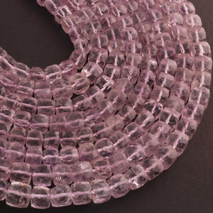 1 Strand Pink Amethyst Faceted  Cubes Shape Briolettes  -Semi Precious  Briolettes Beads 6mm-9mm -8.5 Inches BR01768