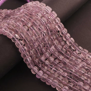 1 Strand Pink Amethyst Faceted  Cubes Shape Briolettes  -Semi Precious  Briolettes Beads 6mm-9mm -8.5 Inches BR01768